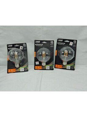Feit Electric G25 E26 (Medium) LED Bulb Soft White 25 Watt Equivalen -Set of 3